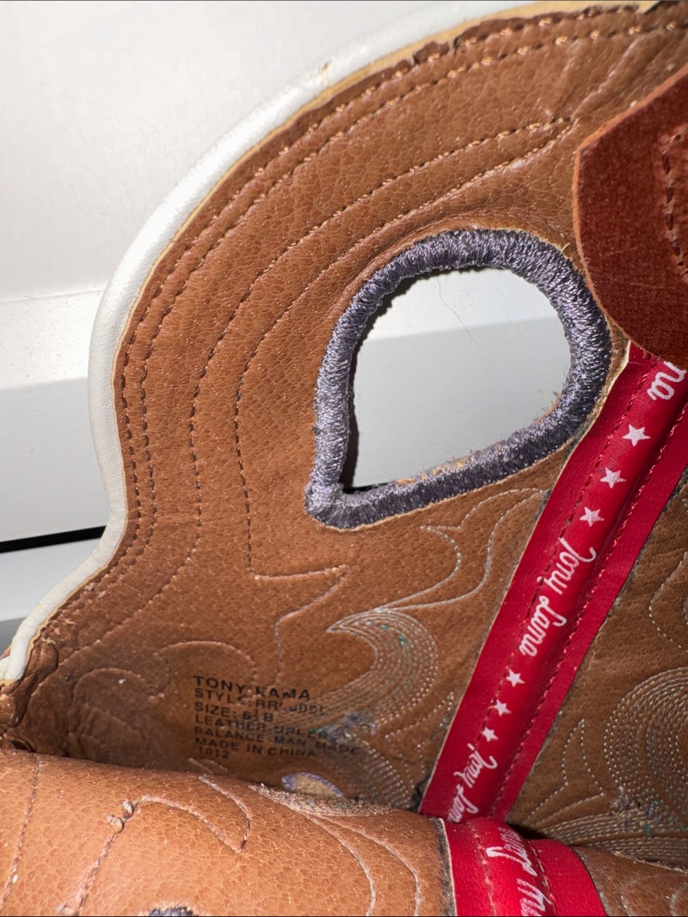 Tony Lama Brown Leather Embroidered Western Boots - Picture 2 of 4